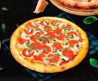 Пицца пеперони с грибами