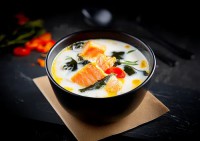 Сливочный Мисо суп с Лососем 