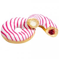 Донат с начинкой Малина и сливочный сыр и розовыми полосками 69 г Польша