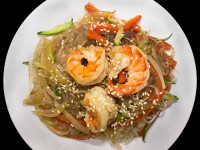 Горячий салат Фунчоза с креветкой